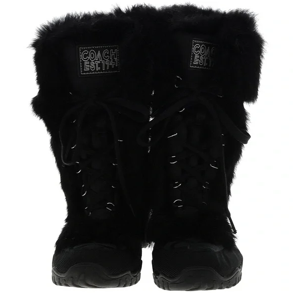 Rabbit fur lined coach booties. - Picture 7 of 7